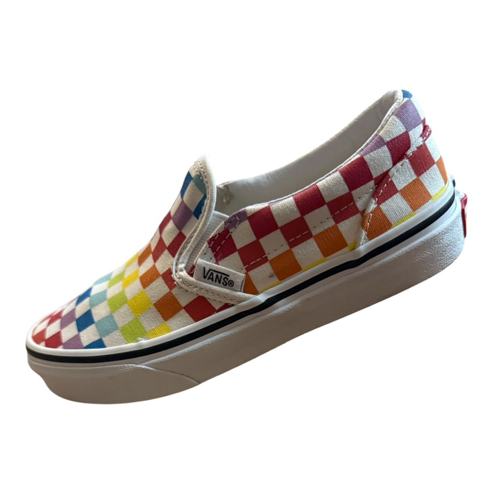 Vans Kids Slip-On Rainbow Check board Canvas Shoe